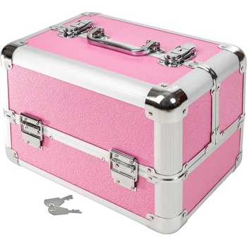 TecTake 401069 kosmetický kufřík se 4 přihrádkami růžová