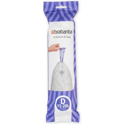 Brabantia Торбички за кош Brabantia PerfectFit Sort&Go/Built-In 647036, Размер D, 15-20 л, 20 броя, Бял (647036)