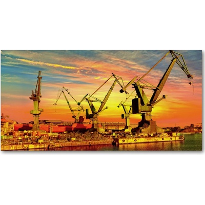 Foto-obraz fotografie na skle Dok v Gdansku 100x50 cm