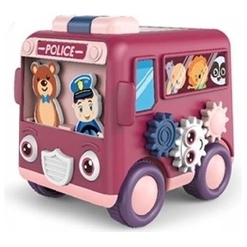 Tulimi veselý autobus Policie s ozubenými kolečky bordó
