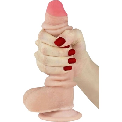 Lovetoy Sliding-Skin dvojvrstvové dildo 23 cm prírodné
