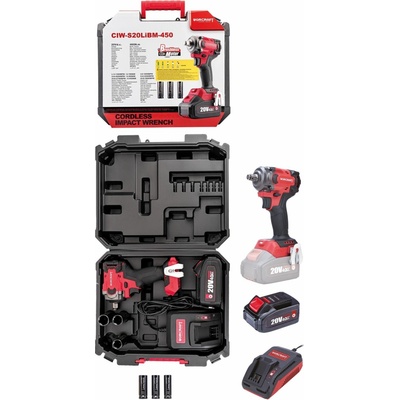 Uťahovák Worcraft CIW-S20LiBM-450 ShareSYS, 20V Li-Ion, rázový, 450Nm, 1/2" square, SET 1x akumulátor 4.0 Ah + rýchlonabíjačka, v kufri