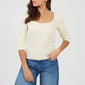 Brave Soul Тениска Brave Soul Women's Puff Sleeve Long Sleeve T-Shirt - Cream