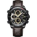 Curren Мъжки часовник Naviforce Fuero, Хронограф, Кожена каишка, Кафяв / Черен (NAVIFORCE-9197L-BROWN-BLACK) Часовници