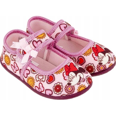 Papuče pre deti Myška Minnie na suchý zips ružové