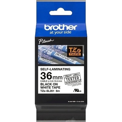 páska BROTHER TZeSL261 čierne písmo, biela páska SELF-LAMINATING Tape (36mm) (TZESL261)