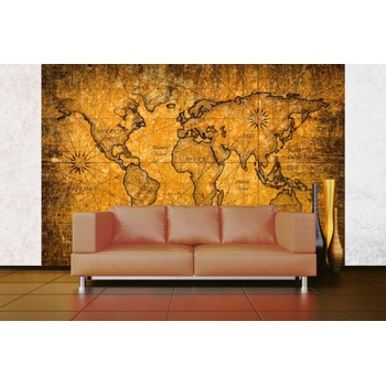DIMEX ART s. r. o Самозалепваща се флизелинова фототапета винтидж карта на света vi. 375 x 250 см