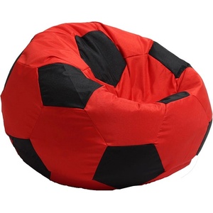 PUFRELAX Пуф, топка за деца 2-8 г. , 130л. Telstar Junior - Red & Black, За открито, Перящ се калъф, Пълнеж от Полистиролни перли (PUF-G-TJ-TEX-REBL) - topmall
