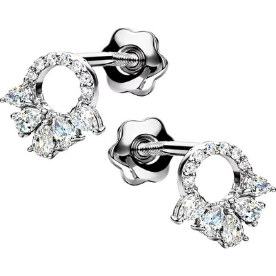 Zlaton Náušnice bílé zlato kruh 0.7cm 1.65g s diamantem 0.370ct 000660812234