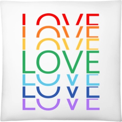 Darčeky PrintEQ Štvorcový Vankúš Dúhový dizajn Love Love Love Biela 40x40