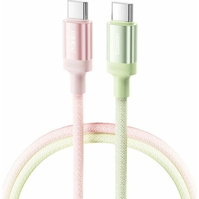 Toocki TQ-C108 nabíjecí a datový USB-C na USB-C 1m zelenorůžový