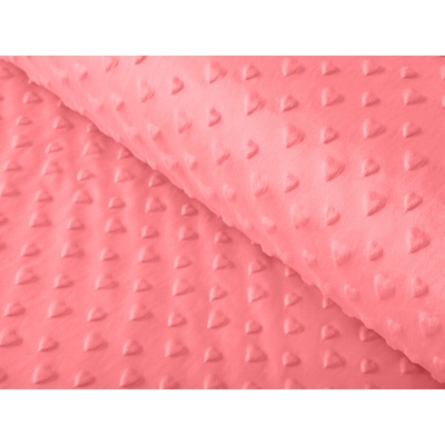 Detská látka Minky 3D srdiečka MKS-008 Svetlo koralová - šírka 150 cm