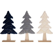 deco Vianočný stromček textil/drevo biely 19x5x33,5cm