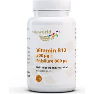 vitaworld Vitamin B12 + Folsäure / Витамин B12 + Фолиева киселина, 180 таблетки (16938429 VW)