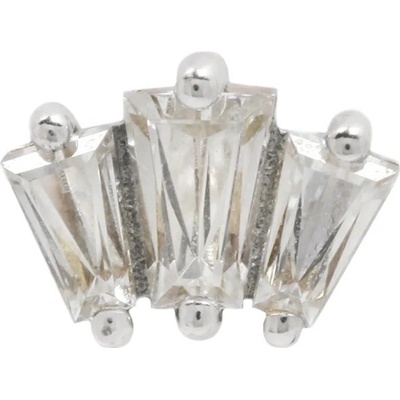 Buddha jewelry Buddha jewelry Bezzávitová koncovka piercingu Gemma trios Small ze 14 kt zlata 585/1000 se zirkony Bílé zlato