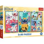 Trefl Детски пъзел Trefl от 3 x 80 части - Светът на Стич (34885) - baby