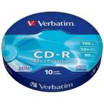 Verbatim 43725 CD-R 700MB/52x/extra protection записваема повърхност/презаписваем компактдиск 10бр. /опаковка (43725)