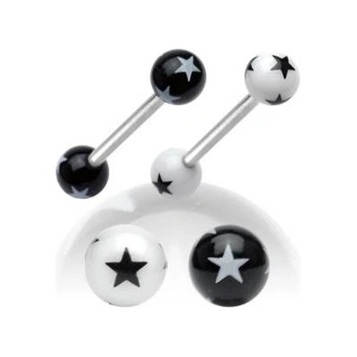 Šperky4U piercing do jazyku s hvězdami PJ01048-K