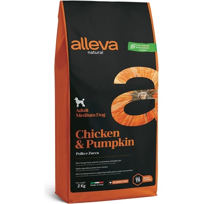 Alleva NATURAL кучешка пиле и тиква възрастен среден 2 кг