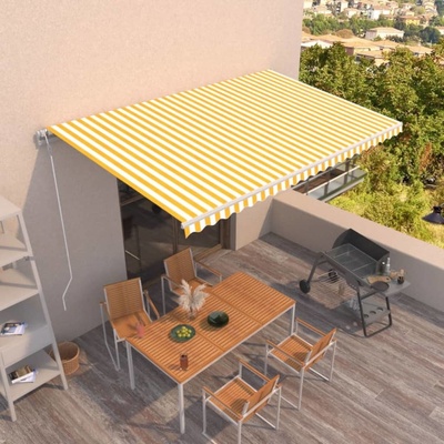 VidaXL Automatická zatahovací markýza 500 x 300 cm žlutobílá
