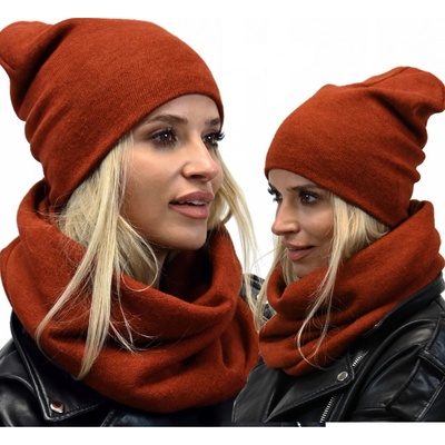 Fashionweek dámský zimní set čepice a šála ZIZI-K6 Rudý