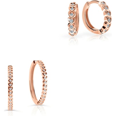 Danfil súprava dámskych a detských okrúhlych náušníc C4986/3341 z ružového zlata biele kamienky