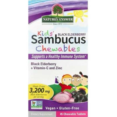 Nature's Answer Kid's Sambucus Chewables, 45 žvýkacích tablet