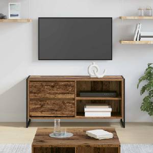 vidaXL ТВ шкаф 100 x 36 x 49, 5 см Старо дърво Инженерна дървесина (886562)