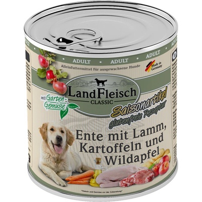 LandFleisch Dog Classic kachna s jehněčím masem a divokým jablkem 6 x 800 g