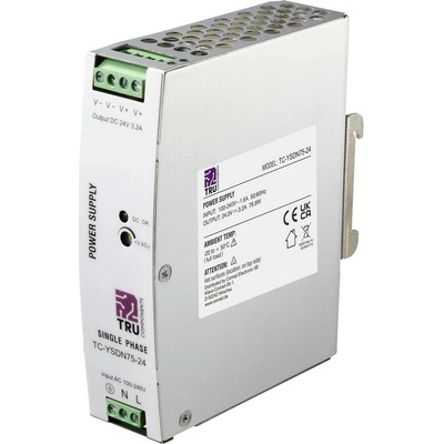 TRU COMPONENTS TC-13807980 síťový zdroj na DIN lištu 24 V/DC 3.2 A 76.8 W Počet výstupů:1 x Obsah 1 ks