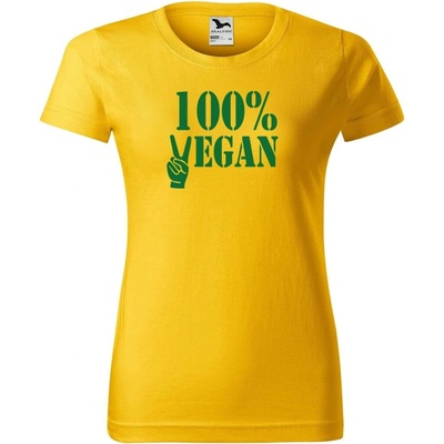 DOBRÝ TRIKO Dámské tričko 100% vegan zelený potisk Žlutá