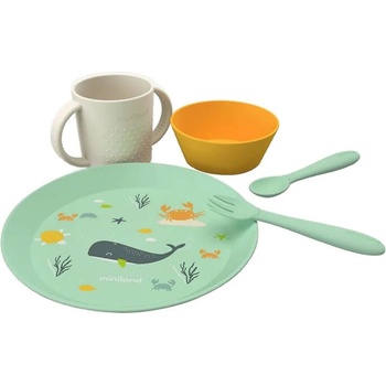 Miniland Комплект за хранене от 5 части Miniland - Ocean, Кит (89644)