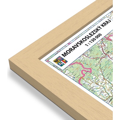 Excart Maps Moravskoslezský kraj - nástěnná mapa 135 x 90 cm Varianta: mapa v dřevěném rámu, Provedení: Pegi přírodní
