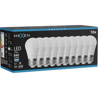 Mexen Nova 10x LED крушка E27, G45, 8W, Студена - 6500K, 840 lm - L101-E27-0865-01x10 (L101-E27-0865-01x10)