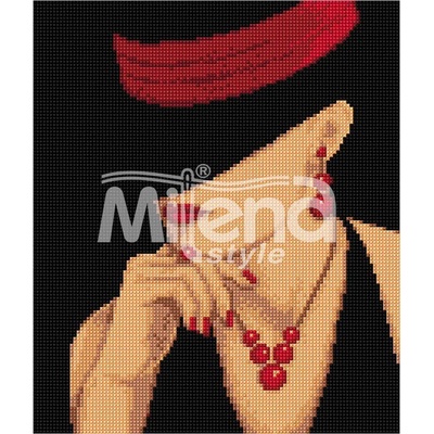 Milena Style Дама с колие - Печатана Aida 14 ct с конци Ariadna