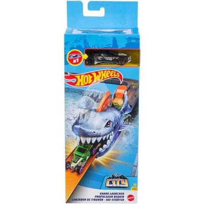 Mattel Игрален комплект Hot Wheels City - Изстрелвачка с количка, Акула (GVF41)