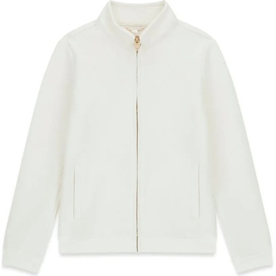 GUESS Едноцветен суичър за момиче в мръсно бял цвят със златен цип Guess