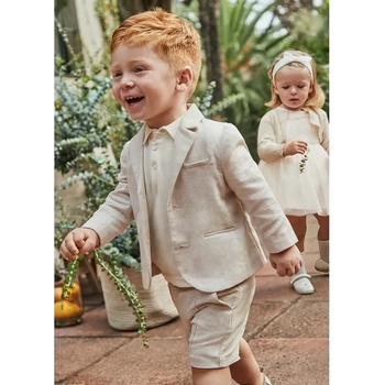 Mayoral Сако официално лен в кремав цвят за мини момче Майорал