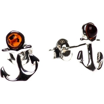 Reblan strieborné náušnice s jantárom KOTVA BANU168