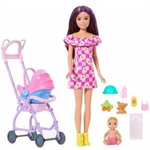 Mattel BARBIE DOLL SKIPPER BABYSITTER WITH STROLLER AND BABY play set JJB42/JKC16