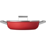 Smeg Плитка тенджера с капак Smeg CKFD2811RDM, 28 см, 3.7 л, Незалепващо покритие с 3 слоя, Фурна до 250C, Без PFAS, Индукция, Червен (CKFD2811RDM)