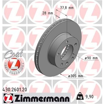 Brzdový kotúč ZIMMERMANN 430.2601.20 (430260120)