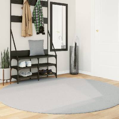 vidaXL Килим HUARTE с къс косъм, мек и миещ се, сив, Ø 200 см (375088)
