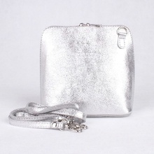 Vera Pelle kožená crossbody kabelka no. 55 stříbrná