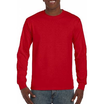 Gildan Hammer pánske tričko s dlhými rukávmi červené melírová