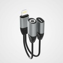 Dudao L17 adaptér Lightning - Lightning / 3,5 mm mini jack sivý L17i+ gray