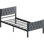 ASIR GROUP Метално единично легло KAROM 90x200 см, сиво, товароносимост 120 кг (AS3241)