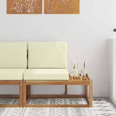 vidaXL Външен край на диван с възглавница Естествен 91 x 63 x 73 см (900474)