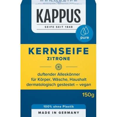 Kappus Kernseife Citron univerzálne tvrdé prírodné mydlo vyrobené z prírodných látok 150 g
