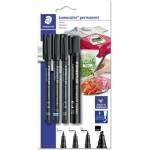 STAEDTLER Комплект маркери за алкохол, смесен, STAEDTLER "Lumocolor 60" 4 различни дебелини на линиите, черен 60 BK-6 (60 BK-6)